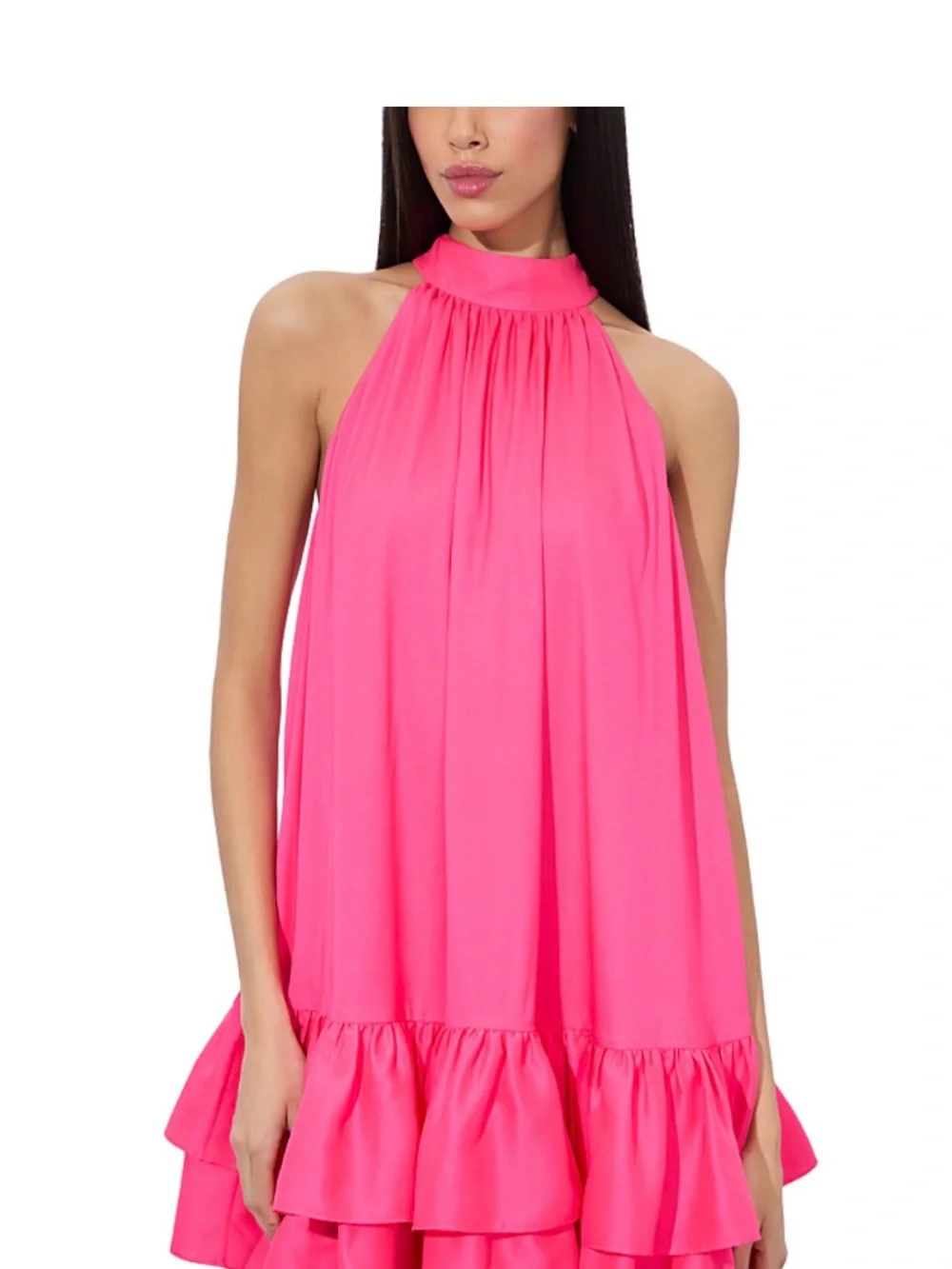 alice and olivia neon dress Alice + Olivia Erna Tie-Neck Halter Mini Dress